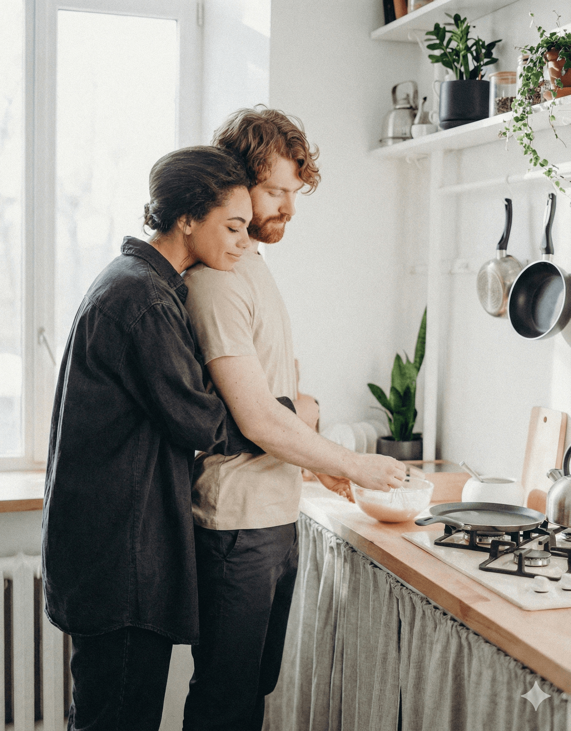 Couple cooking together